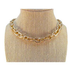Gold Plated over Stainless Steel Link Chain Necklace with Toggle Clasp Size 17.5